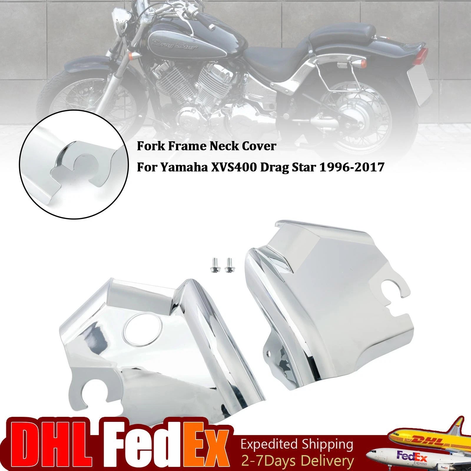 Fork Frame Neck Cover for Yamaha XVS400 XVS650 (1997–2003) Chrome