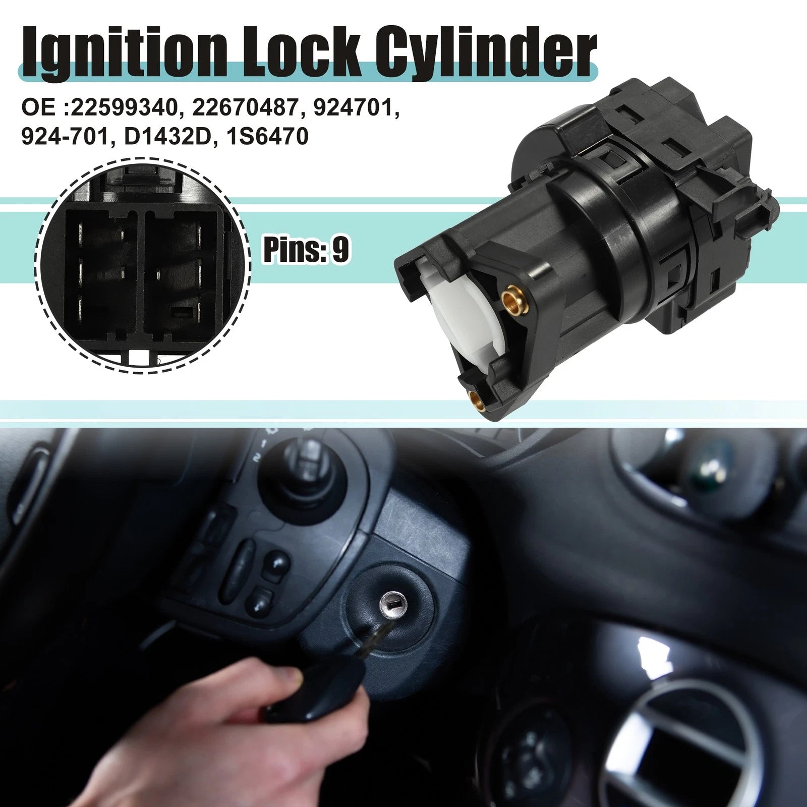 Ignition Switch Cylinder Lock Assembly for Chevrolet Impala (2000–2005) 22599340 718844734295