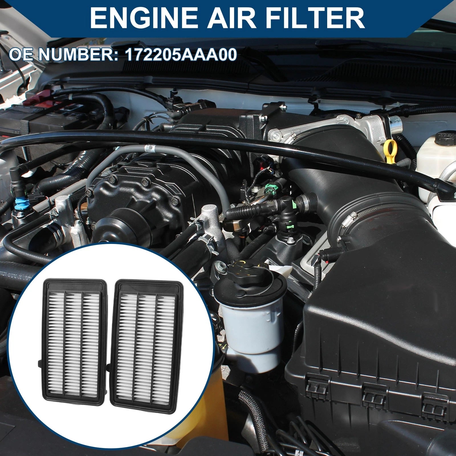 2X Car Engine Air Filter No.172205AAA00 for Honda Civic 1.5L 2.0L (2016–2021)