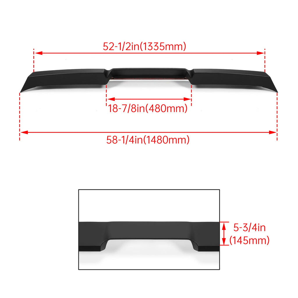 Rear Cab Spoiler Wing for Toyota Tundra (2014–2021) - Black Plastic