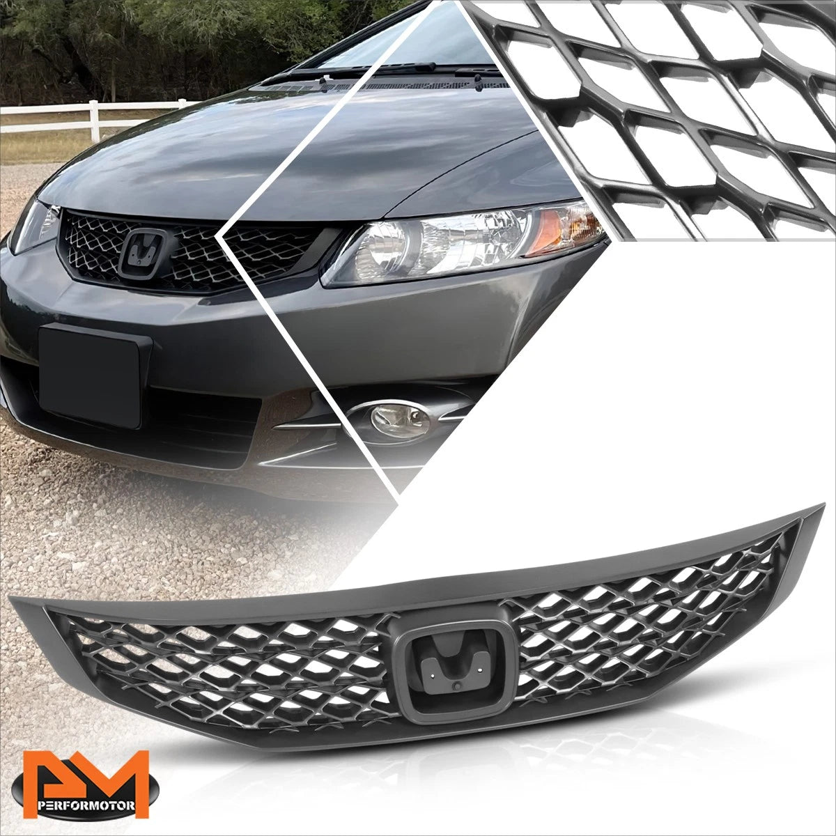Upper Grille Insert for Honda Civic 2-DR (2009–2011) - Factory Style, Meshed