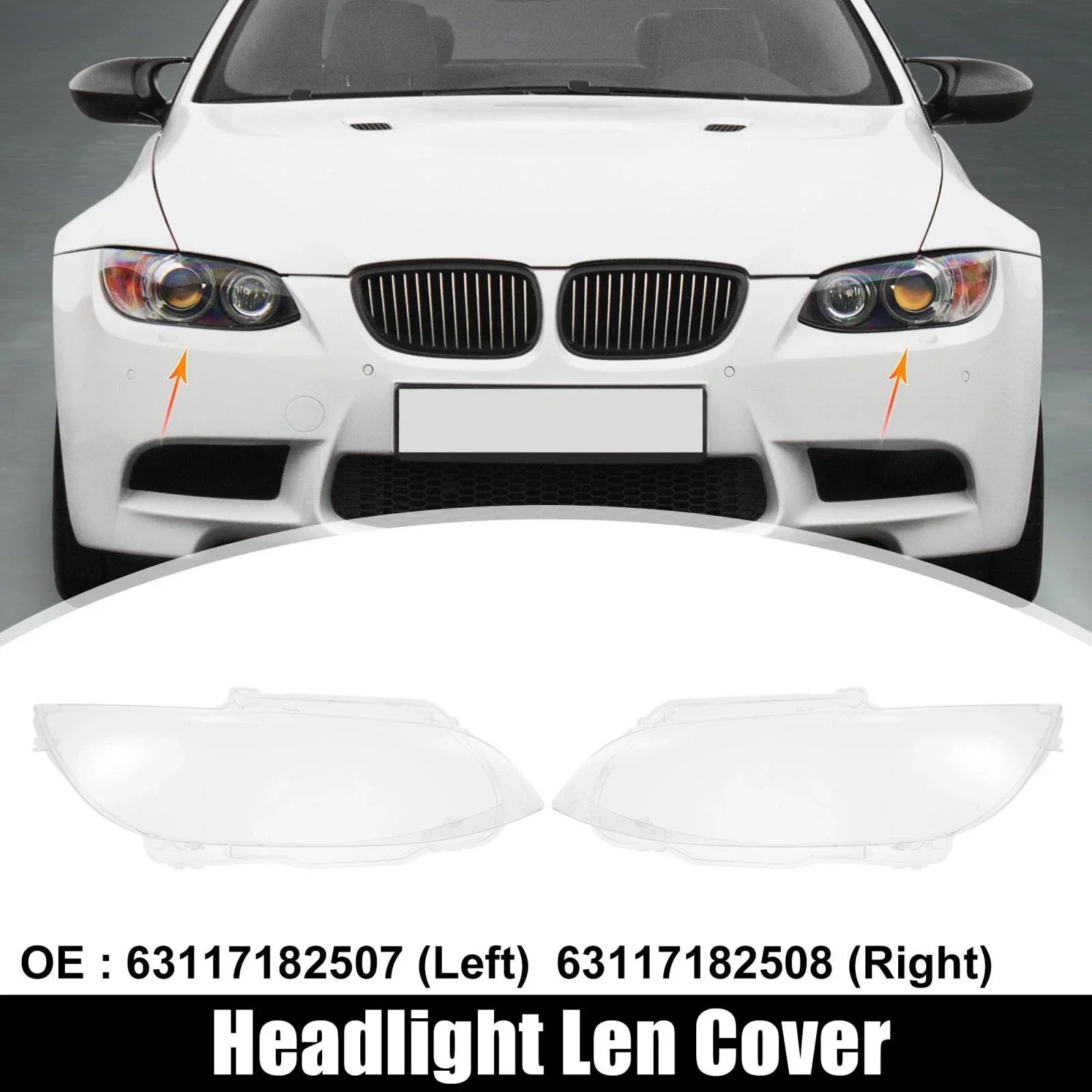 1 Pair Front Headlight Lens Cover PC Shell for BMW M3 (2008-2013)