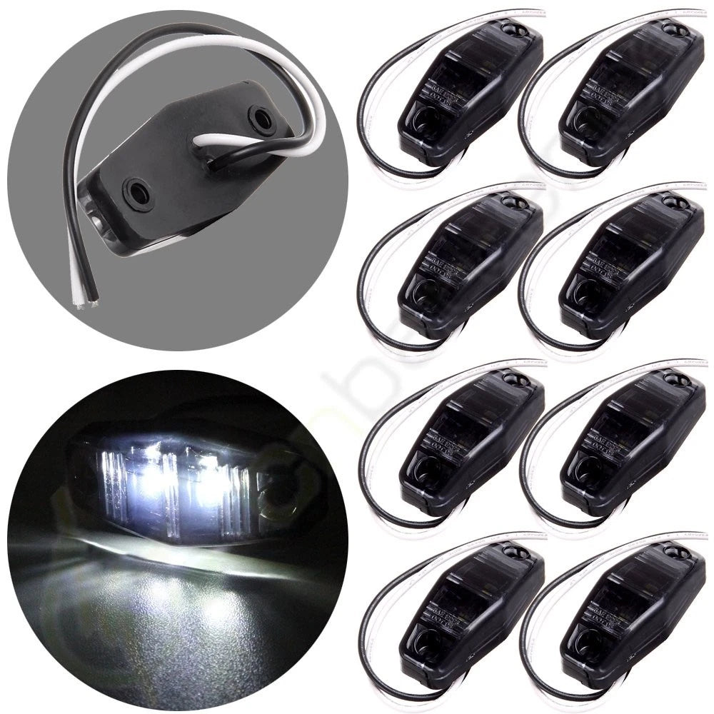 Set of 8 Sealed LED Clearance Light Smoke Cover for Trailer 12V