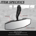 Universal UTV Black Convex Glass Rearview Mirror Roll Cage Bar Mount