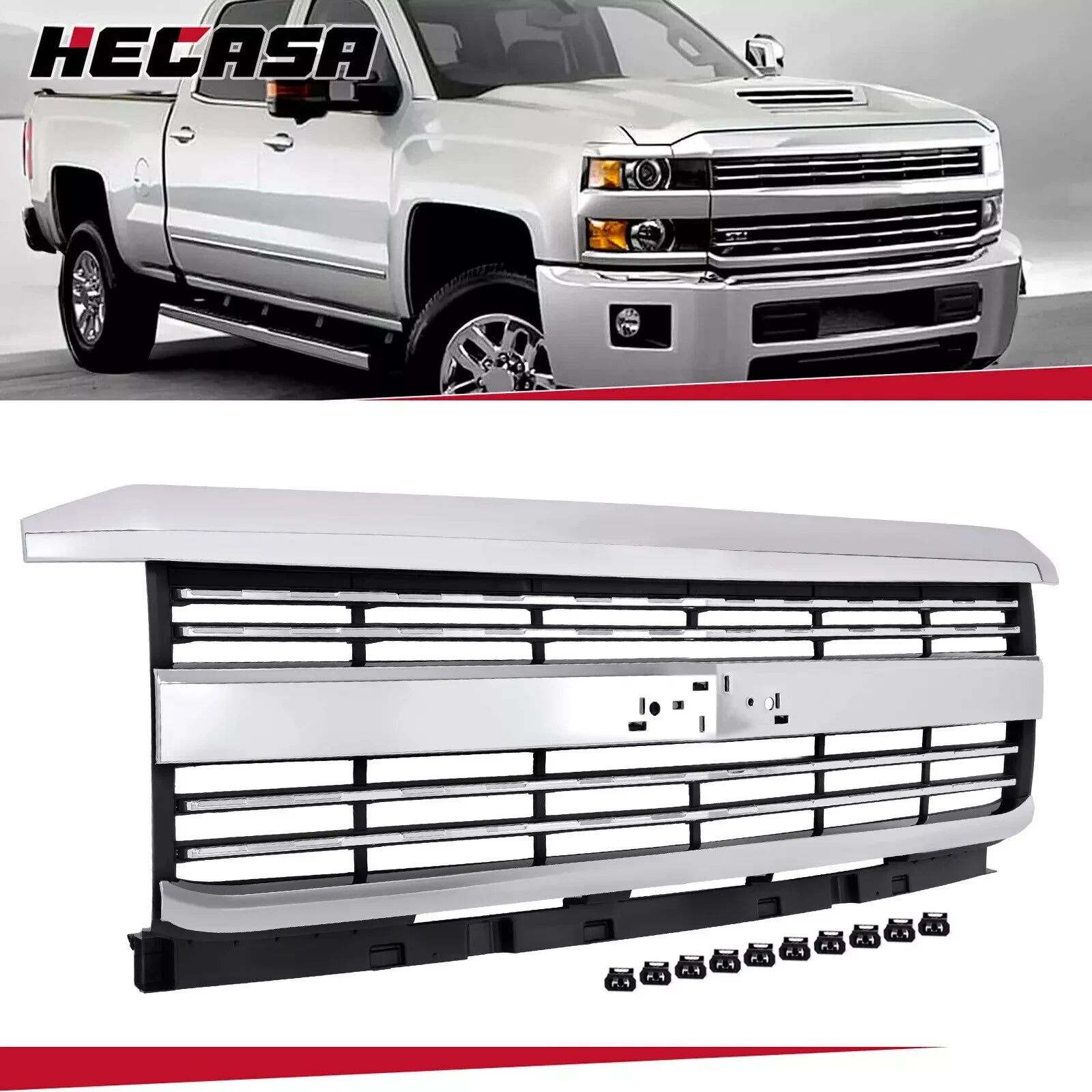 Chrome Grille Assembly for Chevy Silverado 2500 HD 3500 HD (2015–2019)