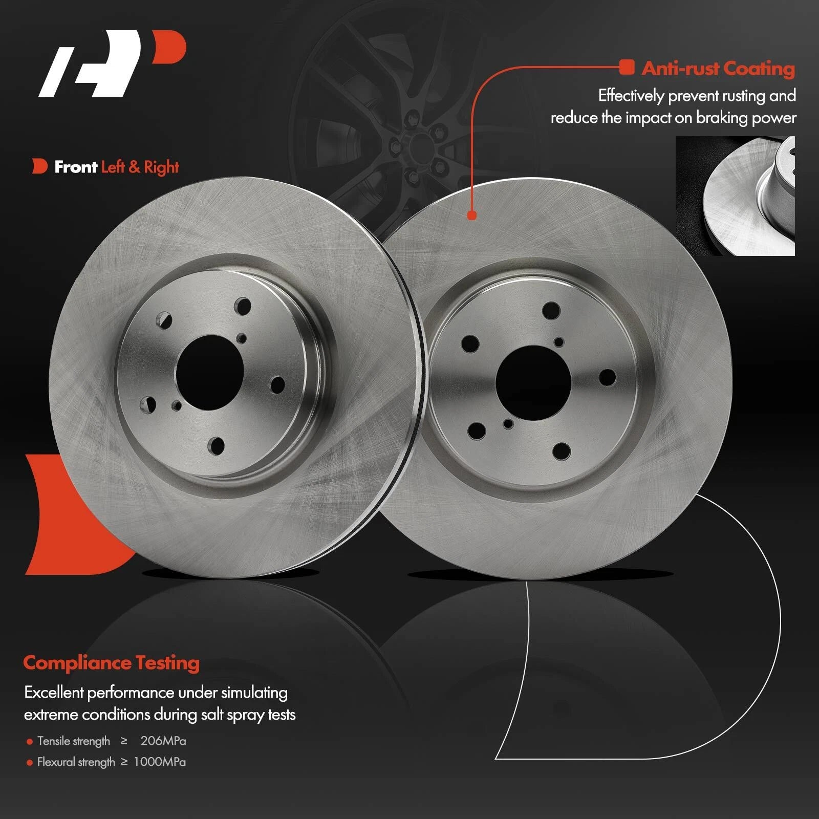 Set of 2 Front Disc Brake Rotors for Subaru Outback (2015–2019)