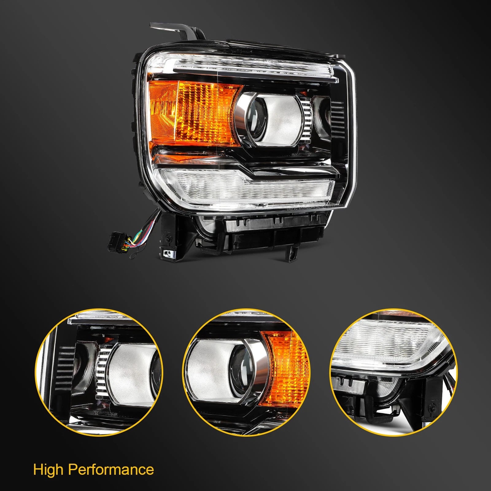 Left Side Headlight for GMC Sierra 1500 2500HD 3500HD (2014–2019) Projector