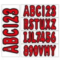Set of 4 Personalized Decals Boat Registration Numbers & Letters A-Z 0-9 Red