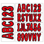 Set of 4 Personalized Decals Boat Registration Numbers & Letters A-Z 0-9 Red