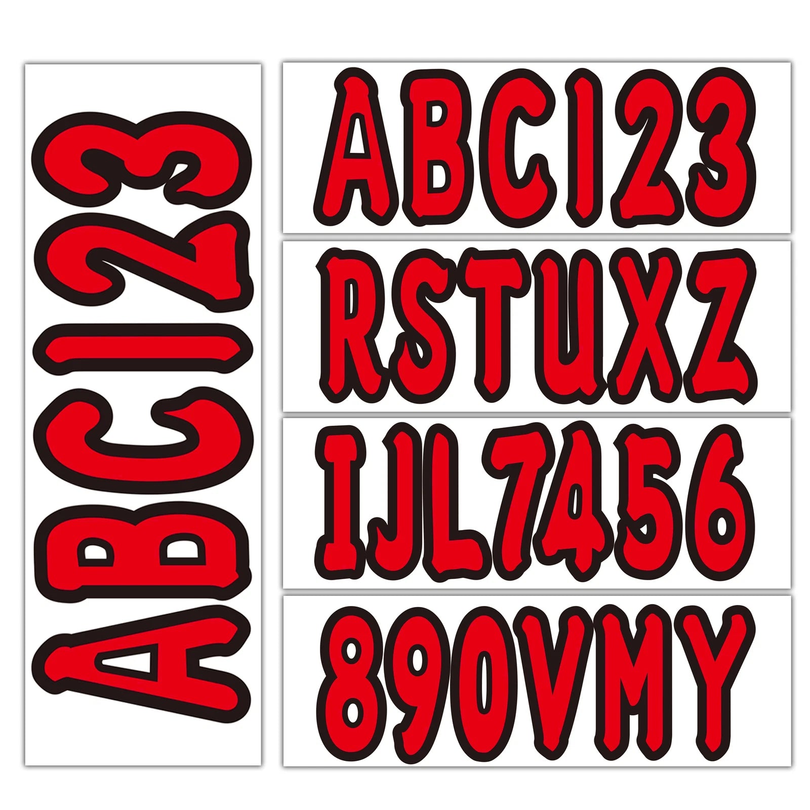 Set of 4 Personalized Decals Boat Registration Numbers & Letters A-Z 0-9 Red