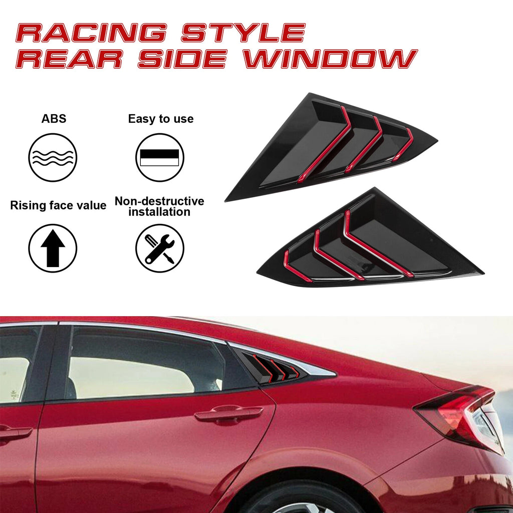 Side Air Vent Window Louver Glossy Black for Honda Civic (2016-2021)