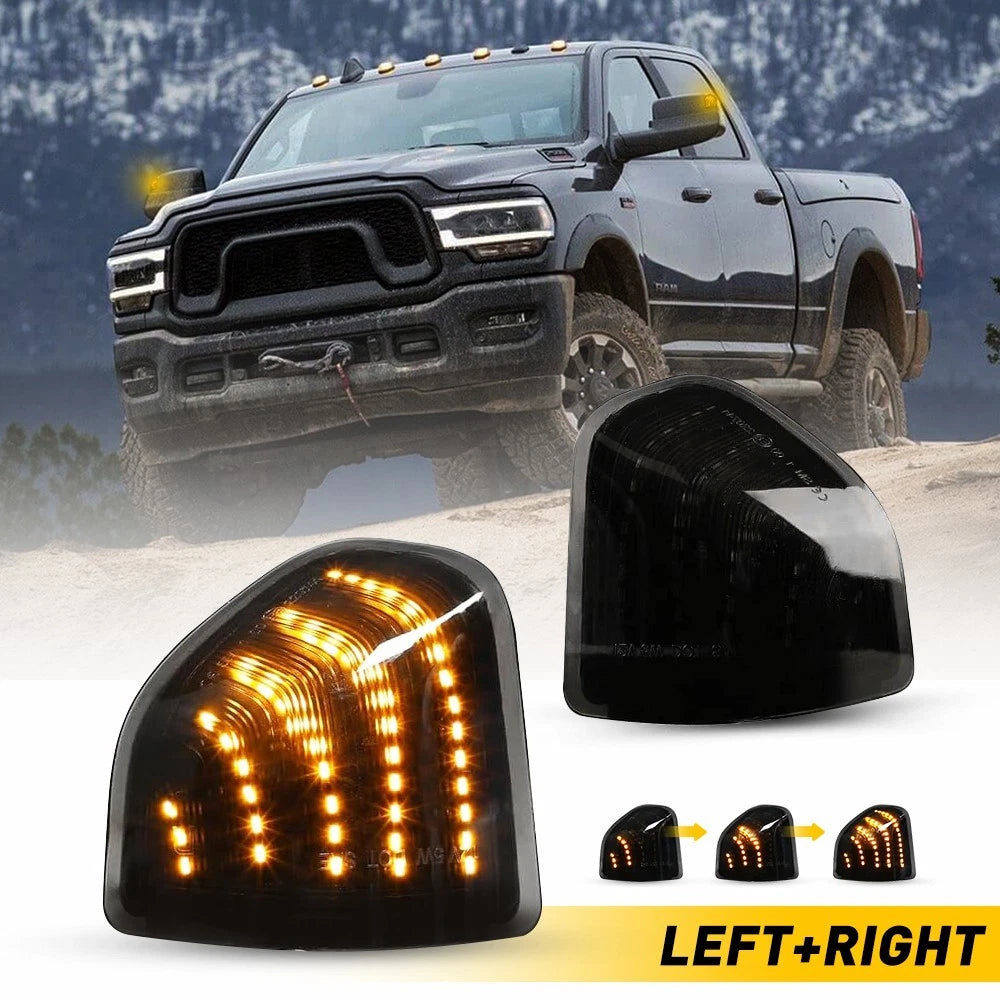 Smoke LED Side Mirror Turn Signal Light for Dodge Ram 1500 2500 3500 (2019–2023)