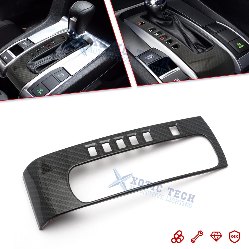 ABS Carbon Fiber Center Console Gear Shift Frame Trim for Honda Civic (2016–2021)