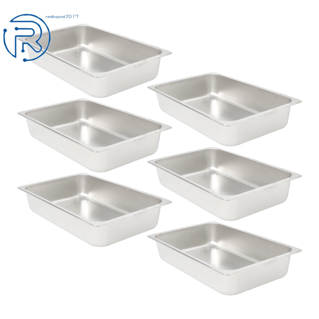 6X Full Size 4" Deep Silver Stainless Steel Steam Hotel Pans