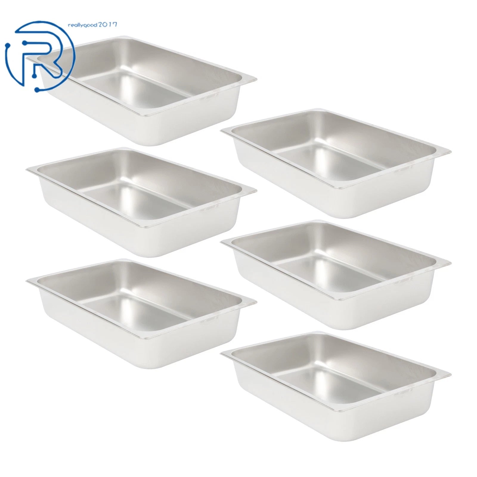 6X Full Size 4" Deep Silver Stainless Steel Steam Hotel Pans