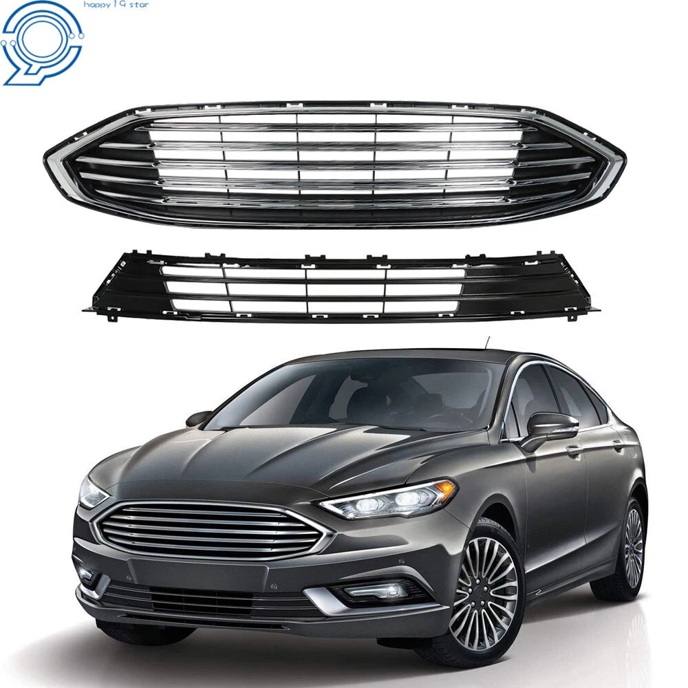 Front Bumper Grille Assembly Chrome for Ford Fusion (2017–2018)