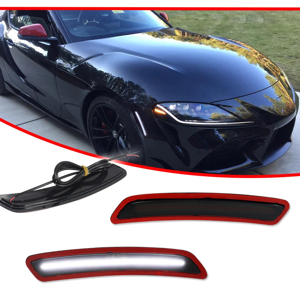 Full White LED Front Side Marker Reflectors for Toyota GR Supra (2020–2025)