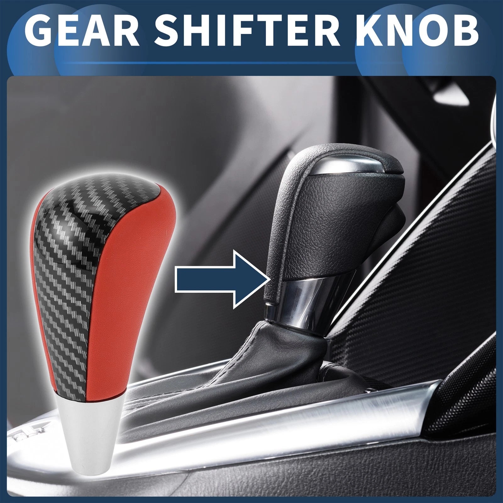 Automatic Gear Shifter Knob for Toyota 4Runner (2003–2021) Faux Leather Black Red