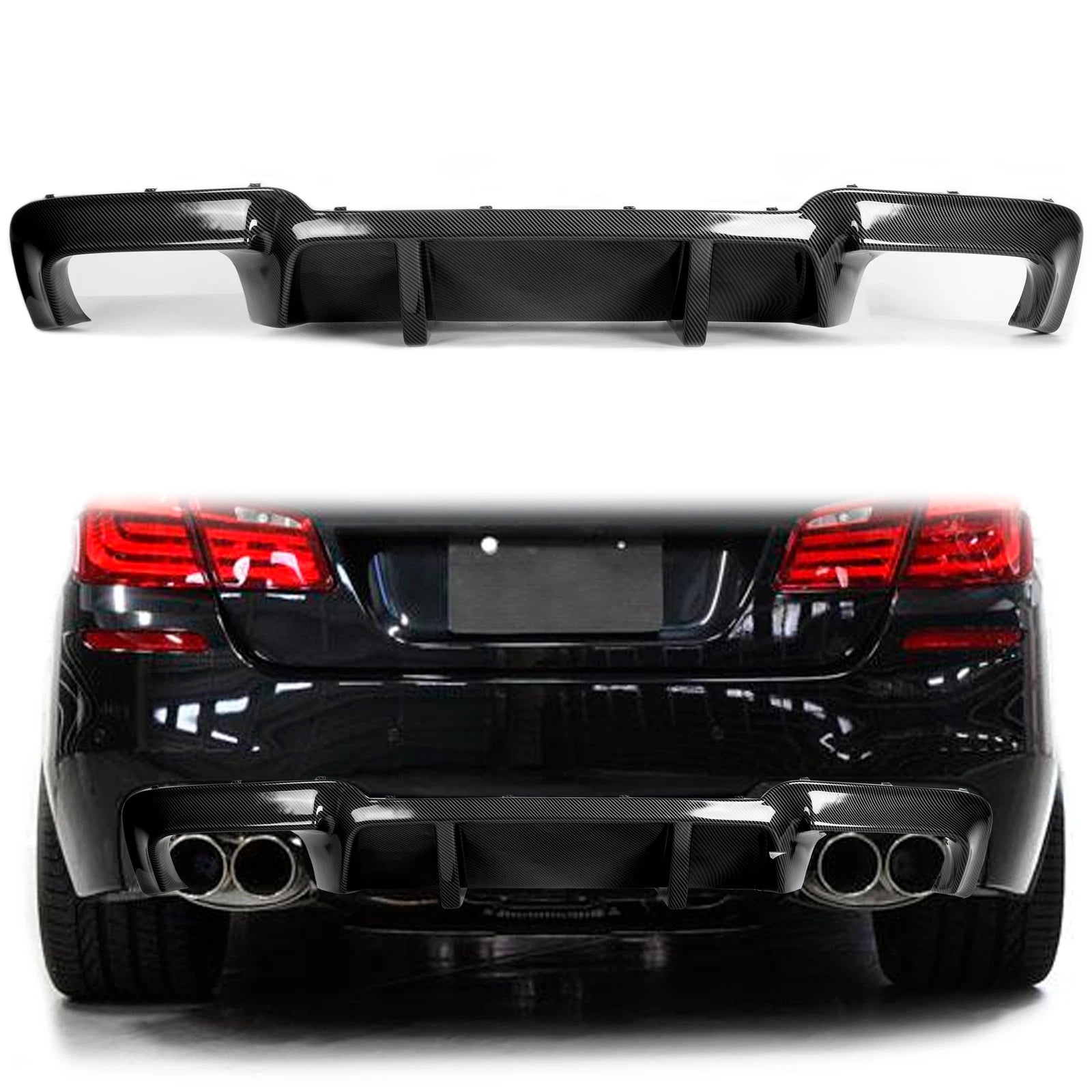 Rear Diffuser for BMW F10 M5 (2012–2016) - Carbon Fiber Style Quad Tips