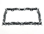 Metal License Plate Frame Black Chrome Tribal Flame for Car Truck SUV