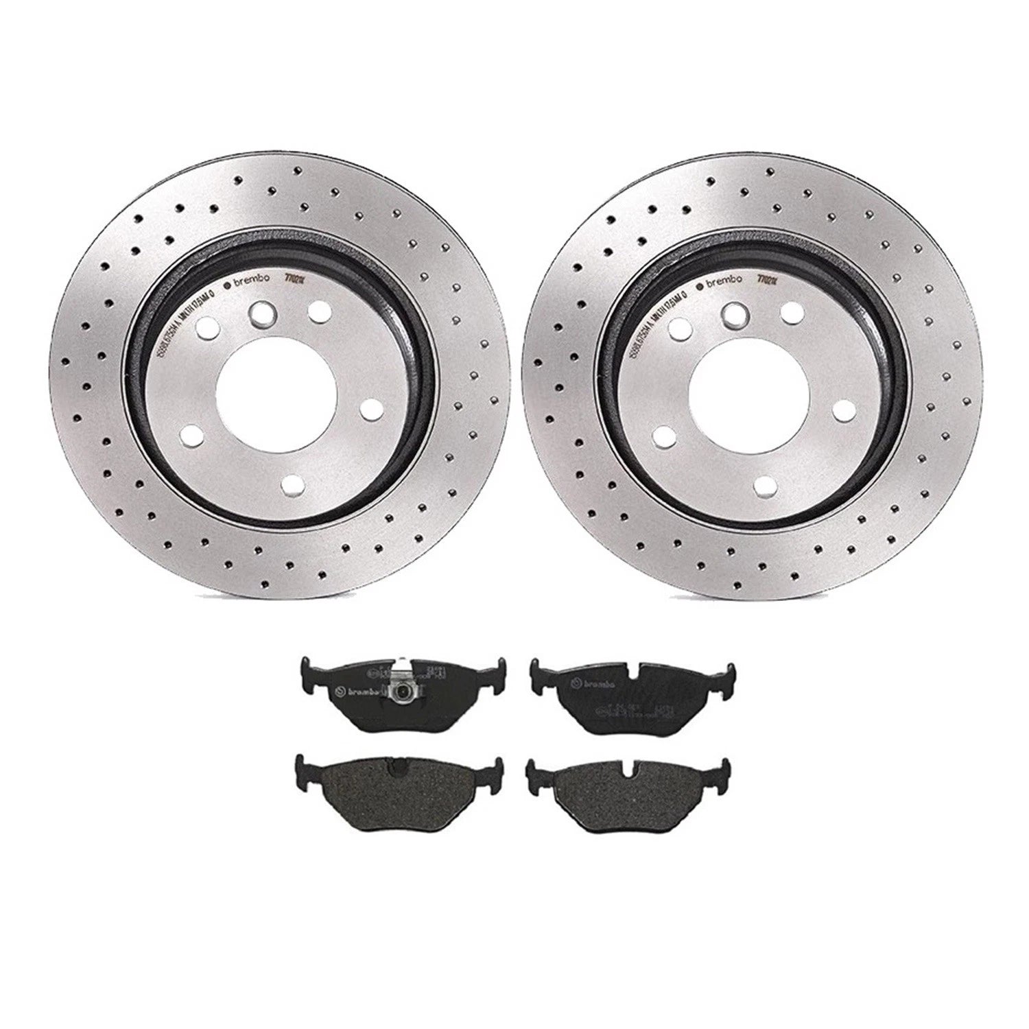 Brembo Rear Brake Kit with Low-Met Pads & Drilled Disc Rotors for BMW 3 Series (E36 E46)