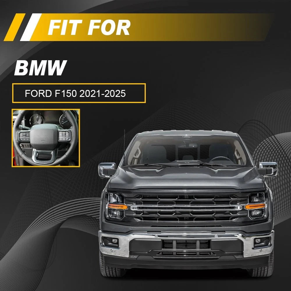 Steering Wheel Panel Cover Trim for Ford F150 (2021–2023) Carbon Fiber