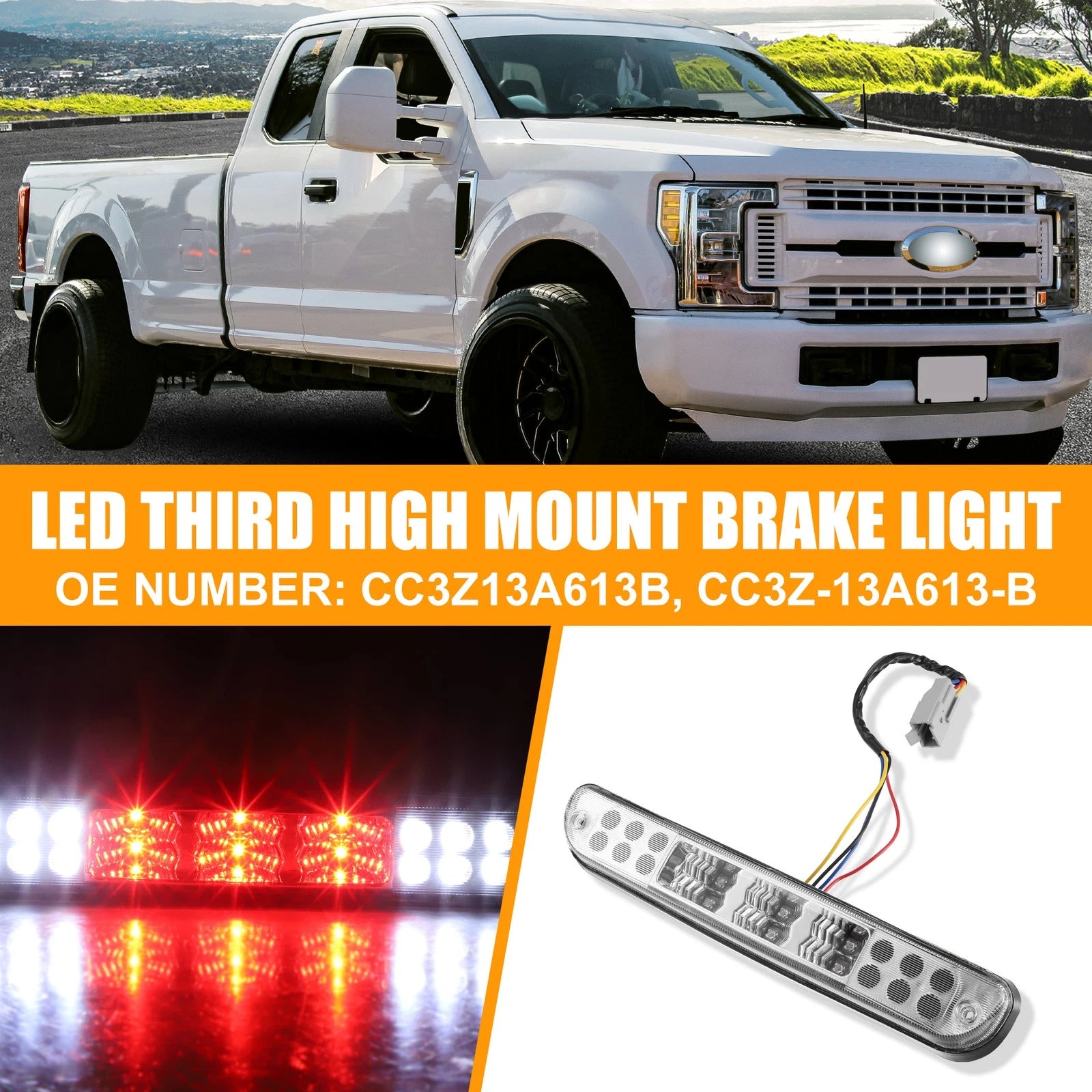 LED Third High Mount Brake Light CC3Z13A613B for Ford F-250 Super Duty (2017–2022)