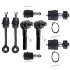 Set of 8 Front Tie Rod Ends Ball Joints for Jeep Grand Cherokee (1996–1998)