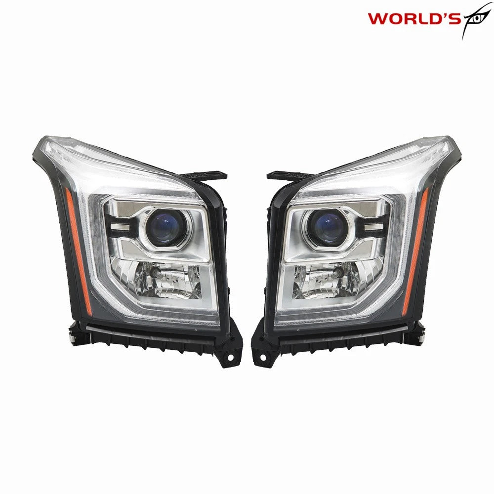 Set of 2 Halogen Projector Headlights with LED DRL for GMC Yukon (2015–2017)