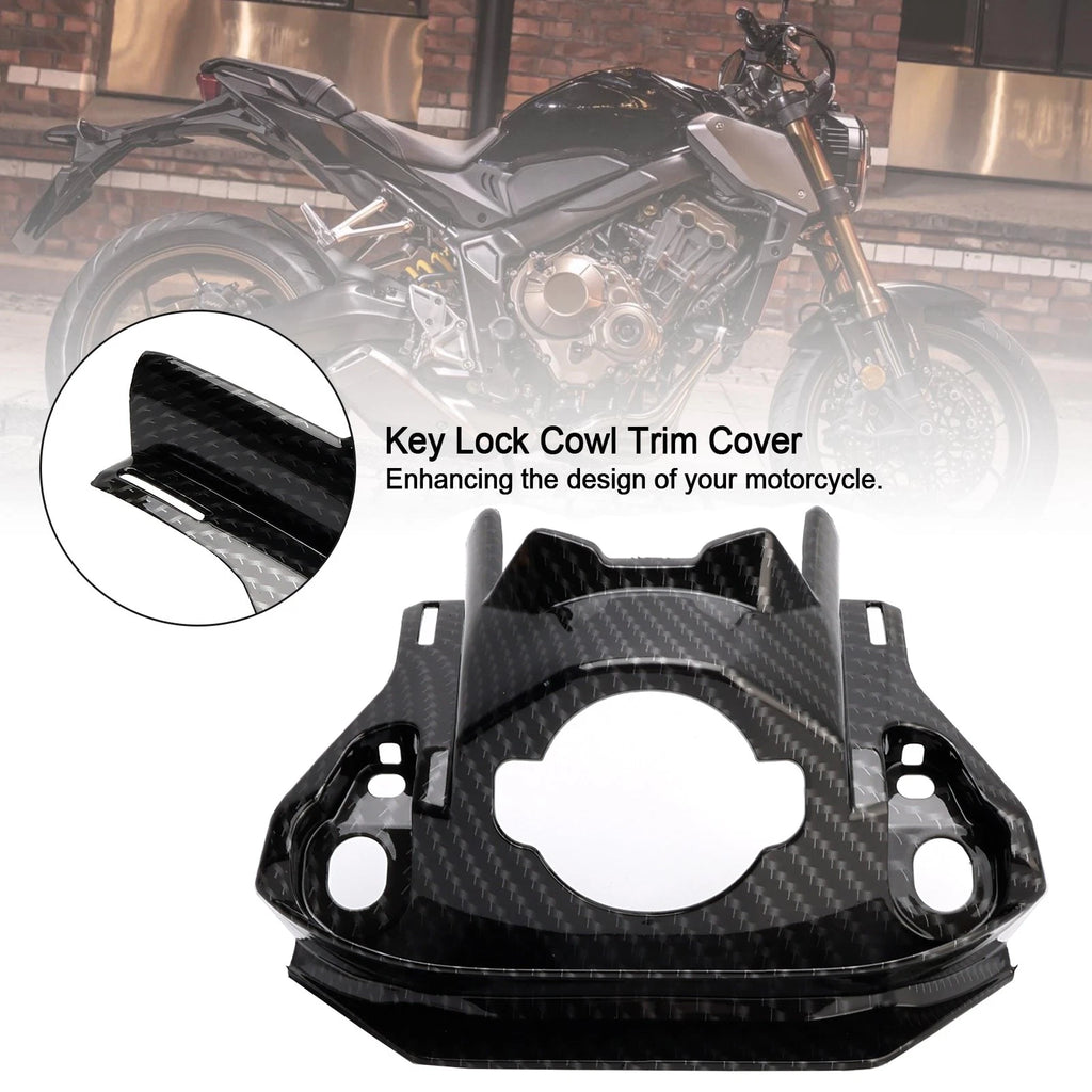 Carbon Front Key Lock Cowl Trim Cover for Honda CB650R CBR650R (2019–2021)
