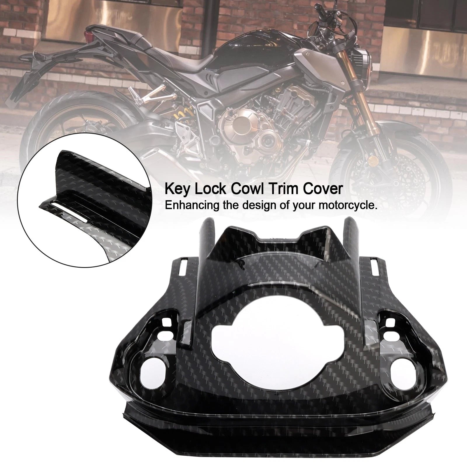 Carbon Front Key Lock Cowl Trim Cover for Honda CB650R CBR650R (2019–2021)