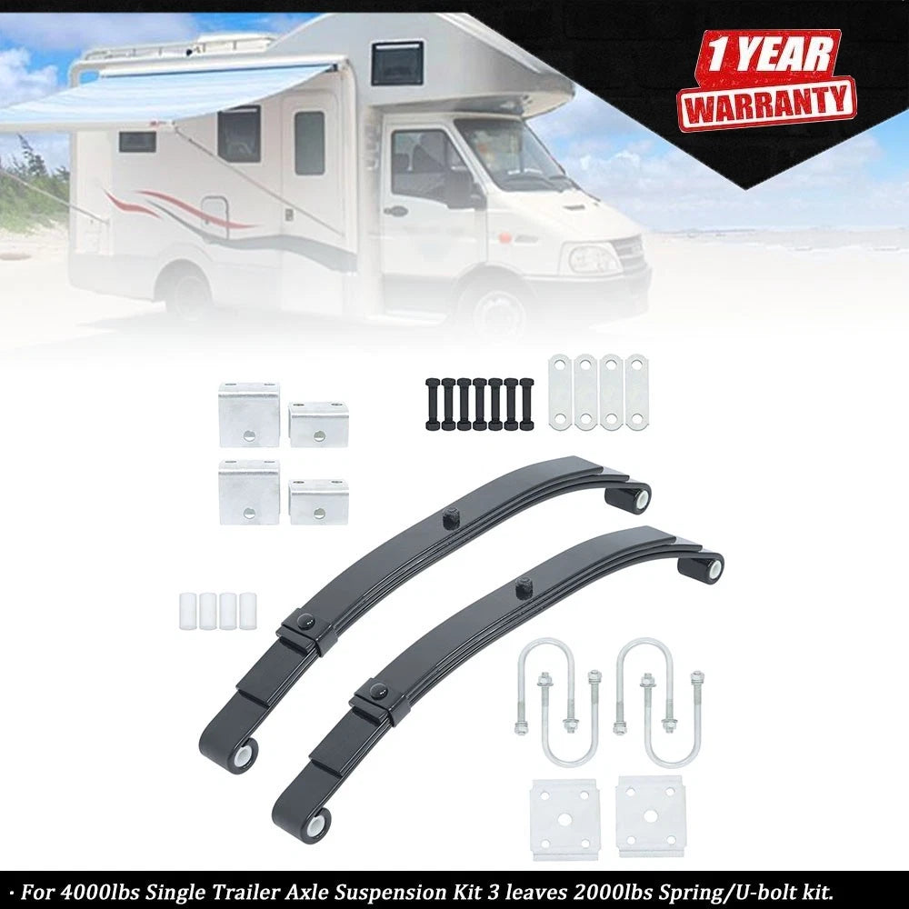 Single Trailer Axle Suspension Kit for Trailer (4000lbs, 3 Leaves)