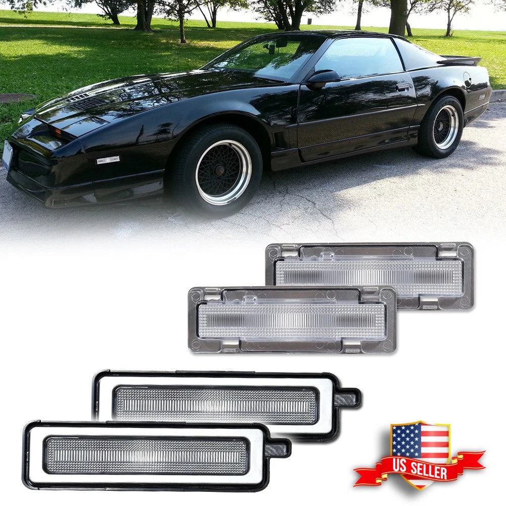 Clear Front & Rear Bumper Side Marker Lights for Pontiac Trans Am Firebird (1982–1992)