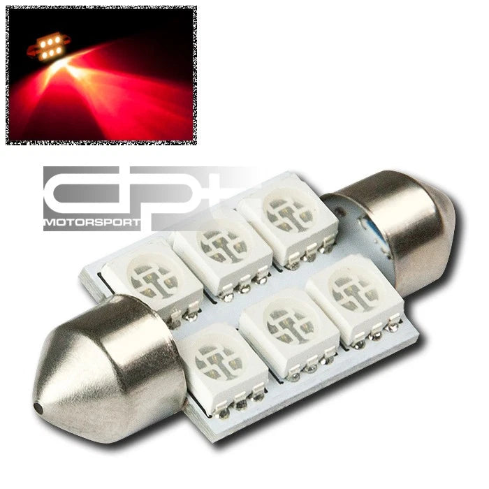 Set of 6 Bright Red LED Interior Dome/Trunk Light Bulbs for
