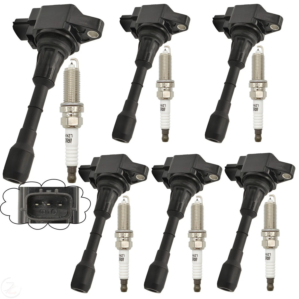 Set of 6X Ignition Coils + Spark Plugs for Nissan Murano (2009–2019) UF550