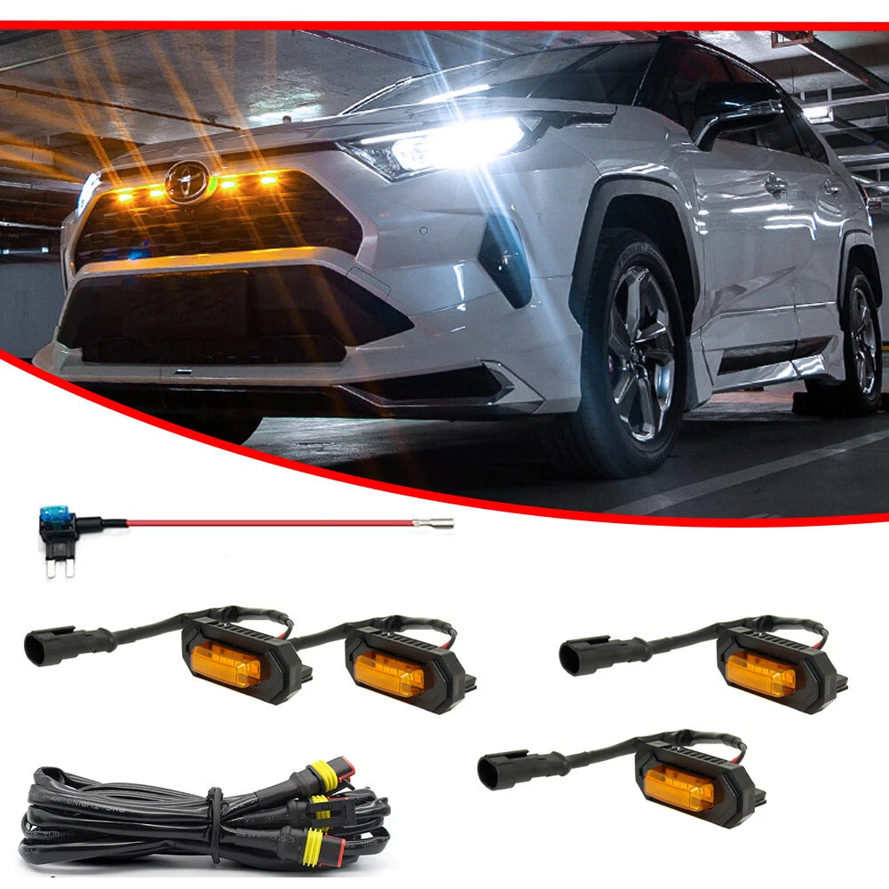Raptor Style Front Grille with Amber LED Lights for Toyota RAV4 (2019–2022)