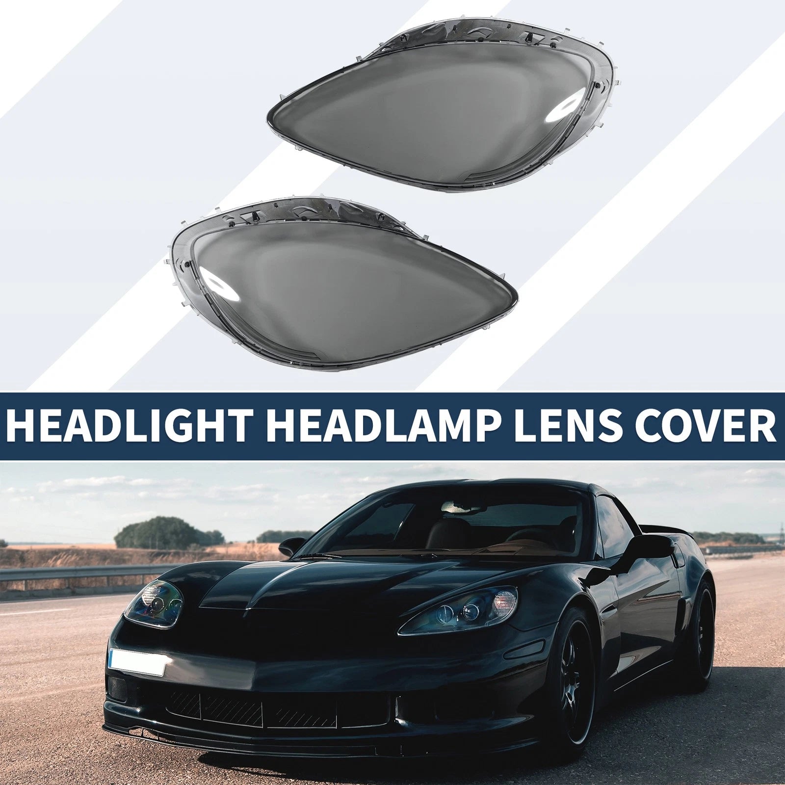 Pair Headlight Lens Covers for Chevrolet Corvette C6 (2005–2013)