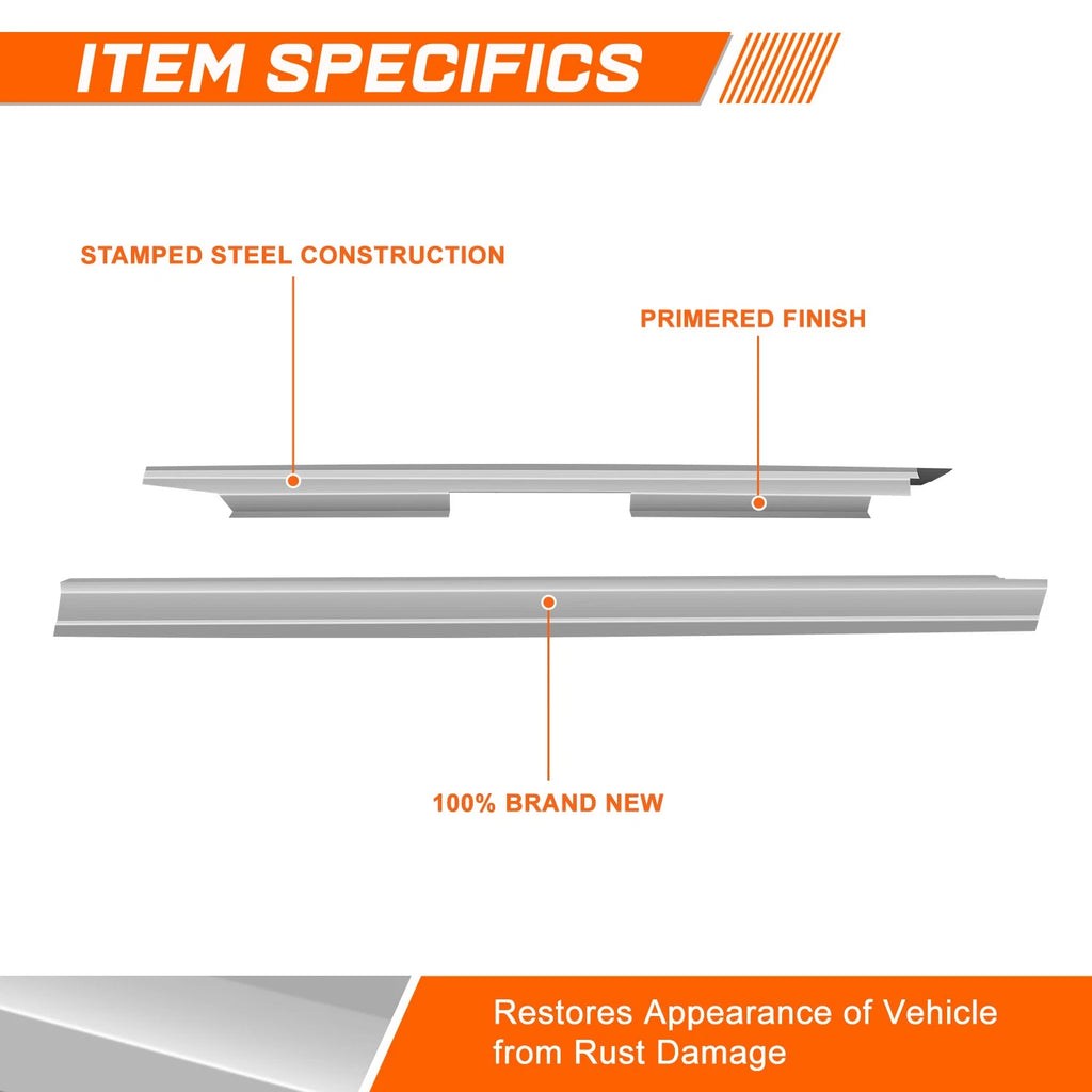 Rocker Panels for Ford Expedition (2007–2017) - Stamped Steel, Grey