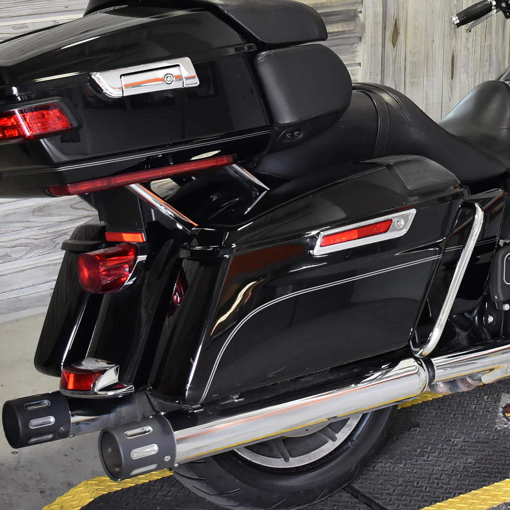 Vivid Black Hard Saddlebags w/ 5x7" Speaker Lids for Harley Touring (2014–2023)