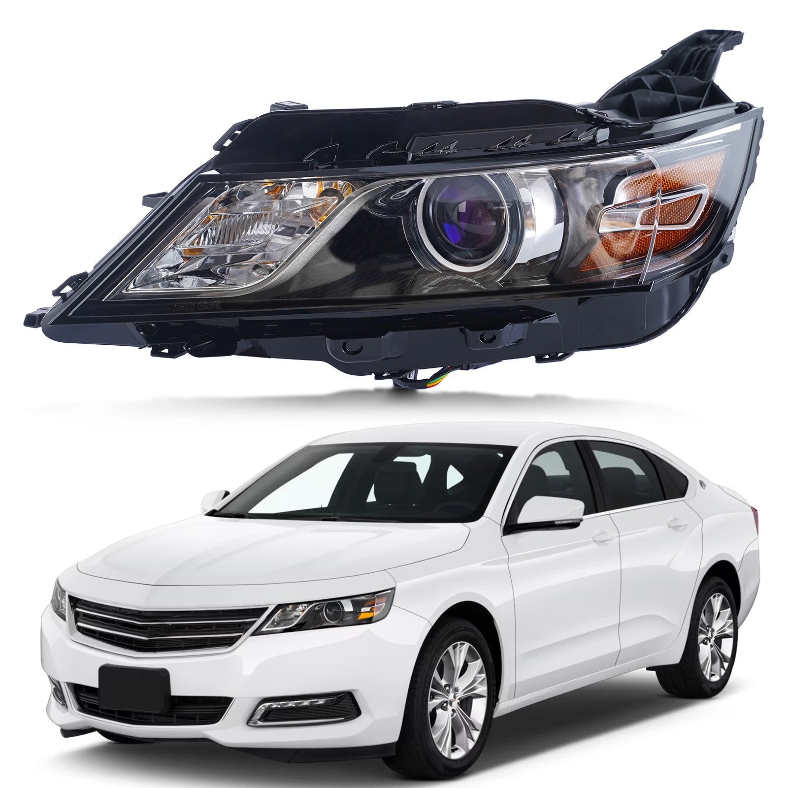 Halogen Headlight Projector for Chevy Impala (2014–2020) 7 Pin Left Driver