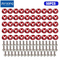 50Pcs Red JDM Billet Aluminum Fender Washer Kit for Engine Bay Dress Up