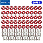 50Pcs Red JDM Billet Aluminum Fender Washer Kit for Engine Bay Dress Up