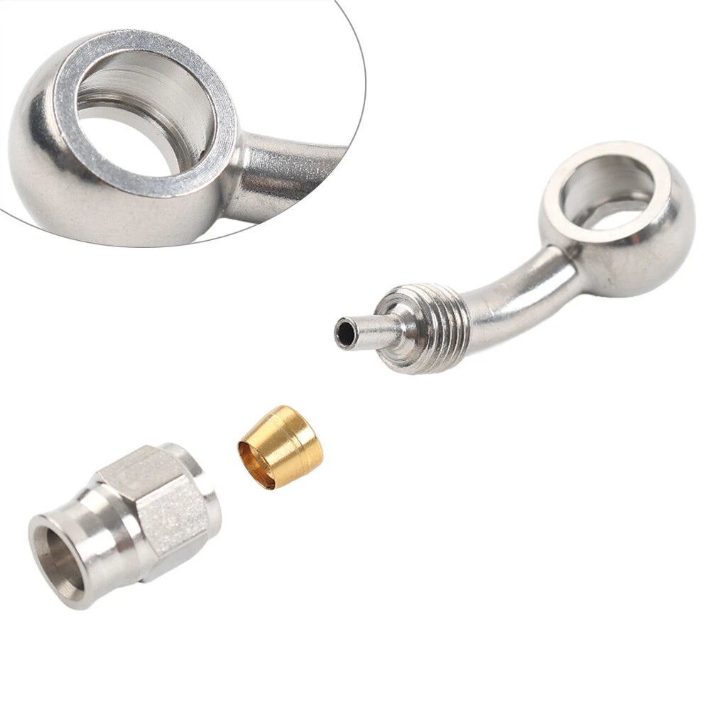 Set of 2 Stainless Steel 10.2mm AN-3 48 Degree Banjo Hose Ends for Motorcycle