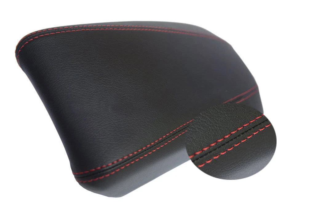 Console Armrest Cover for Hyundai Sonata (2011–2014) Red Stitch PVC Leather