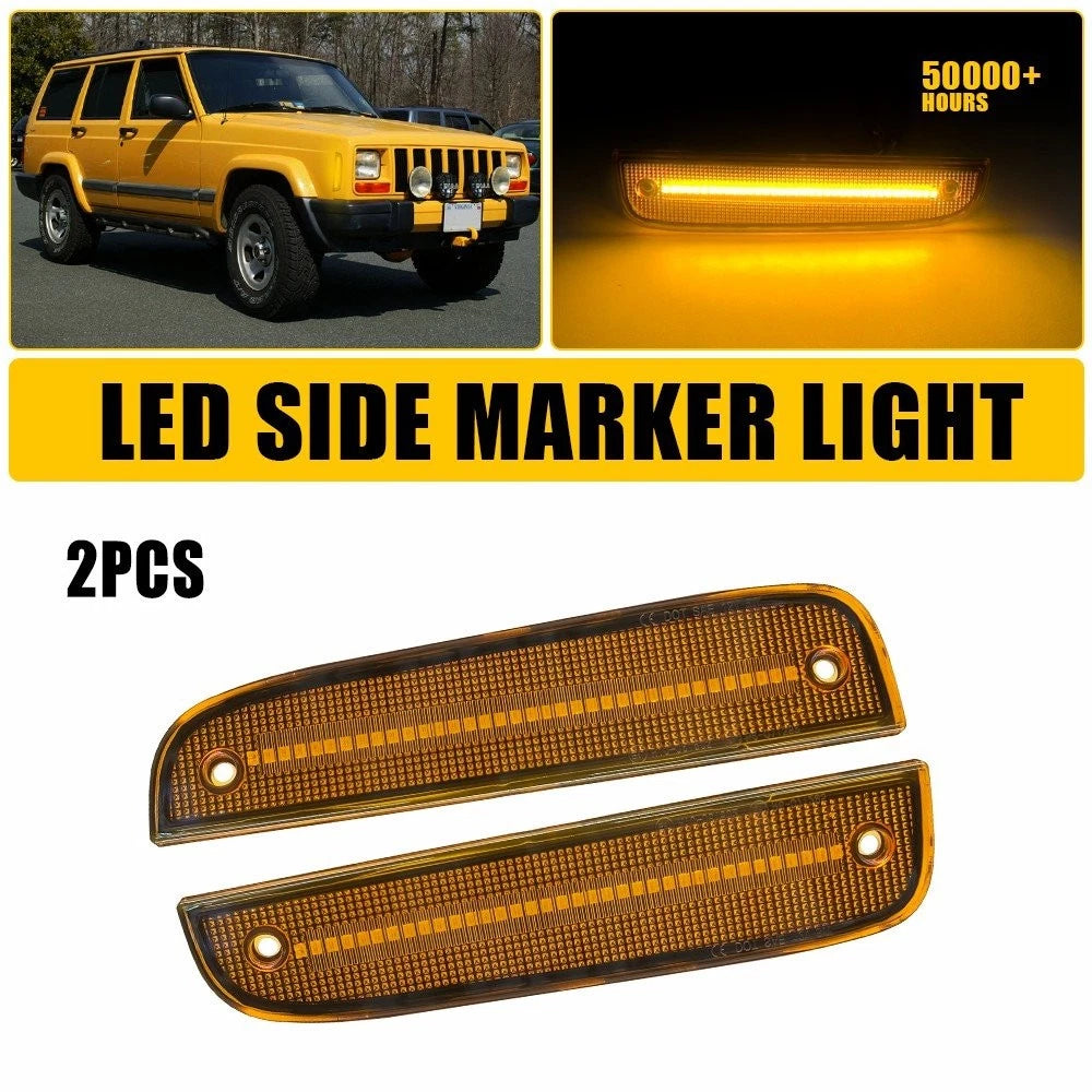 Set of 2 Amber LED Side Mirror Marker Signal Lights for Jeep Cherokee (1997–2001)