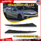 Set of 2 Front Grille Headlight Filler Molding Trim Panels for Honda Civic (2022–2023)