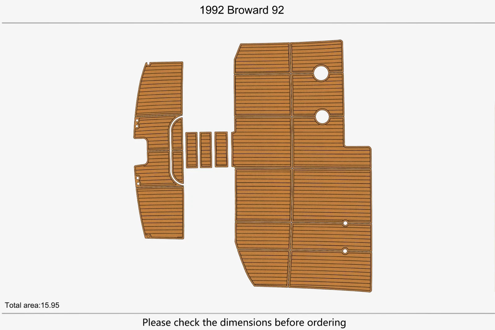 EVA Boat Pads for Broward 92 Cockpit Marine (1992) - Faux Teak Deck Flooring