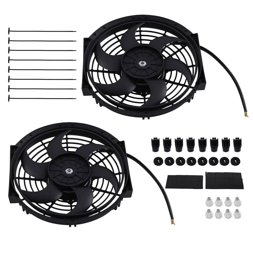2X 10" Universal Slim Electric Radiator Cooling Fan 12V Push Pull Kit