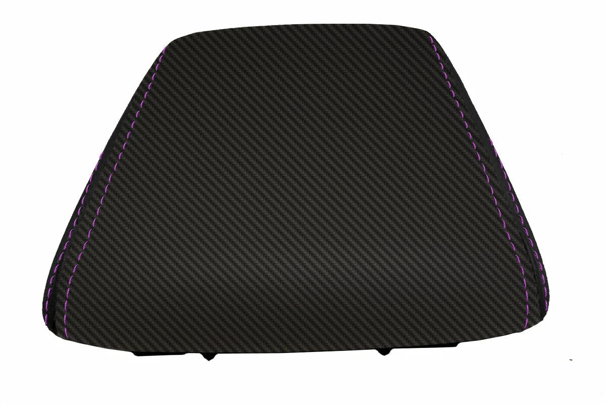 Console Lid Cover for Nissan Skyline R34 (1998–2002) Carbon Fiber Purple Stitch