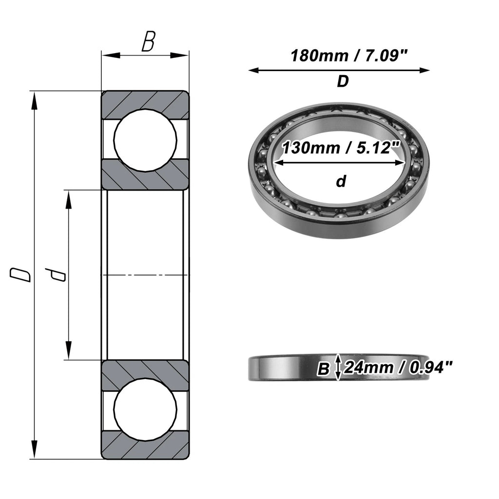 Deep Groove Ball Bearing P5 for Scooter Skateboard Wheel (130x180x24mm)